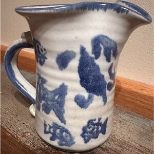 Vintage pottery creamer pitcher crab fish shrimp signed Tim Jones date stamped